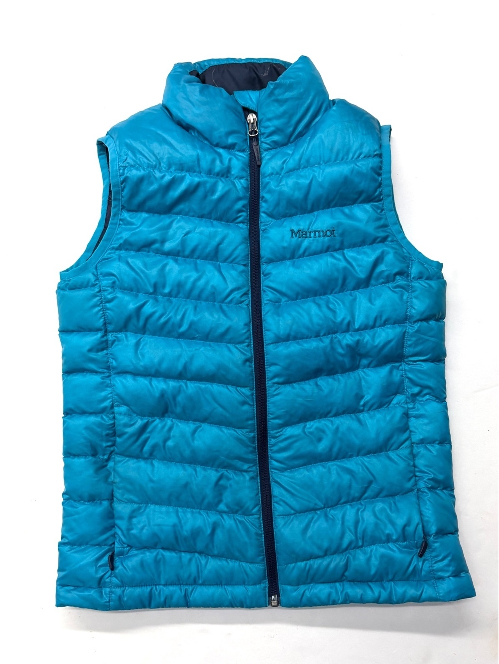 Marmot Women's Blue 700 Fill Puffer Zip Up Vest Coat Size XS
